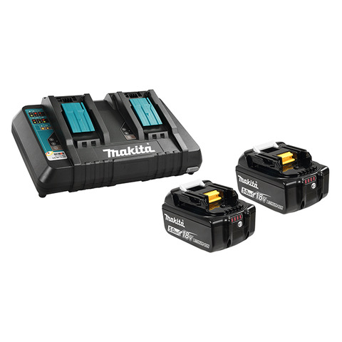 Makita Dual Port Charger Plus 2 – 5.0Ah Li-ion Batteries